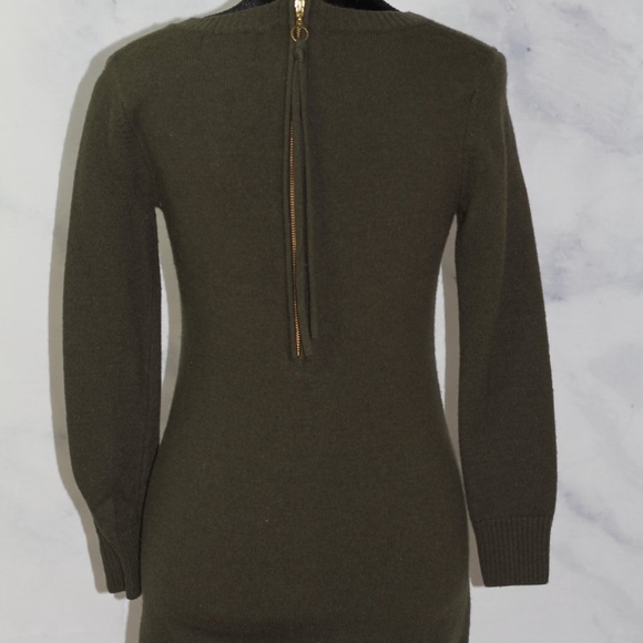 Cynthia Rowley Wool Army Green Sheath Dress (S) - Picture 8 of 11